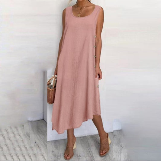 Women’s Cotton Button Side Midi Dress
